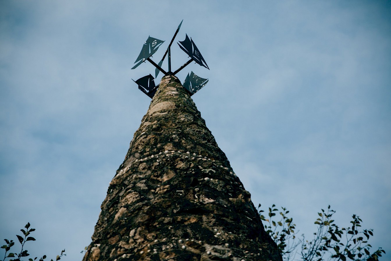 The spire of the Groatie Hoose in Tankerness House Gardens, Kirkwall