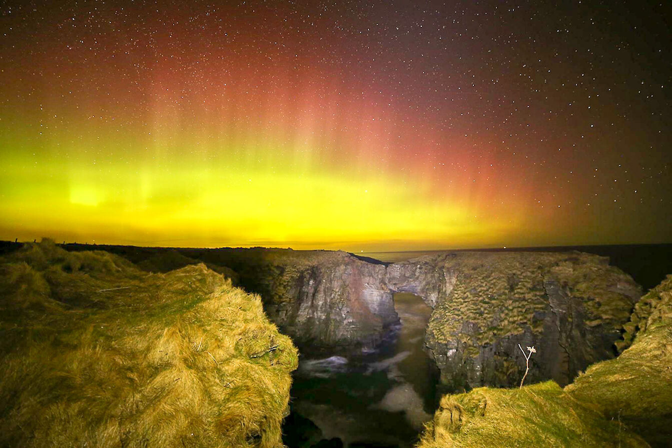 Aurora over the Vat of Kirbister, Stronsay - image by Iain Johnston