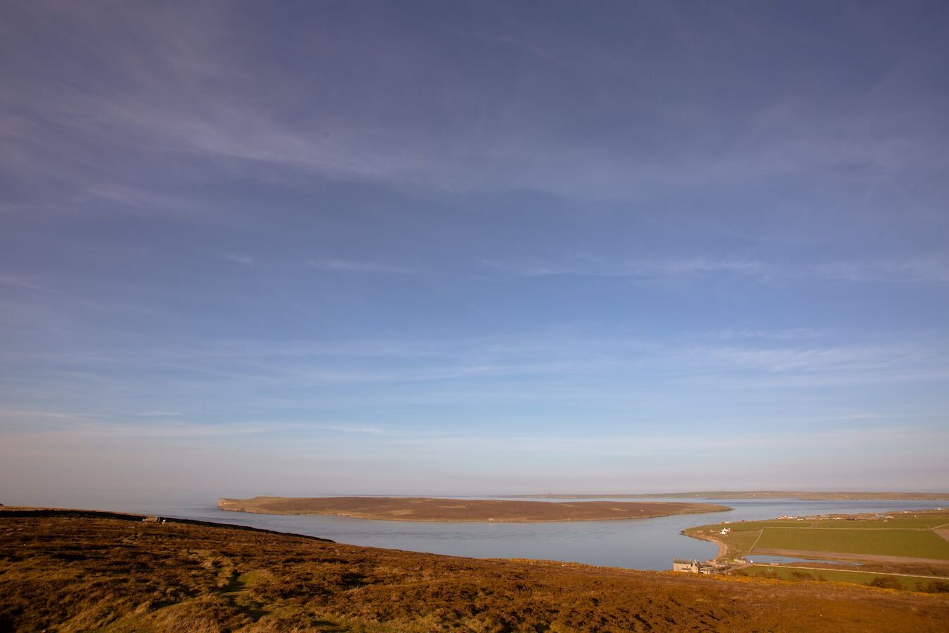 The view north from Vinquoy Chambered Cairn, Eday