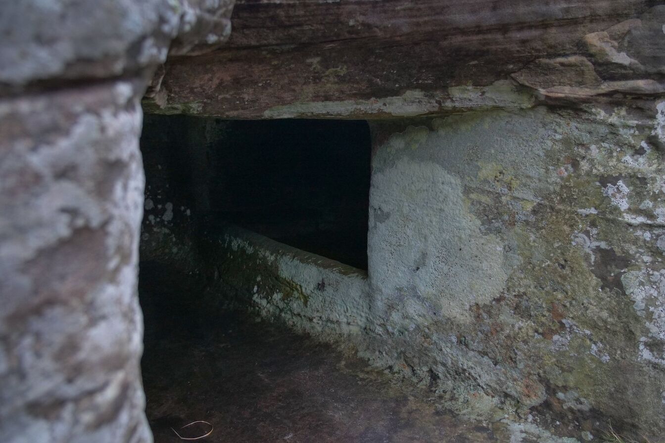 Looking inside the Dwarfie Stane