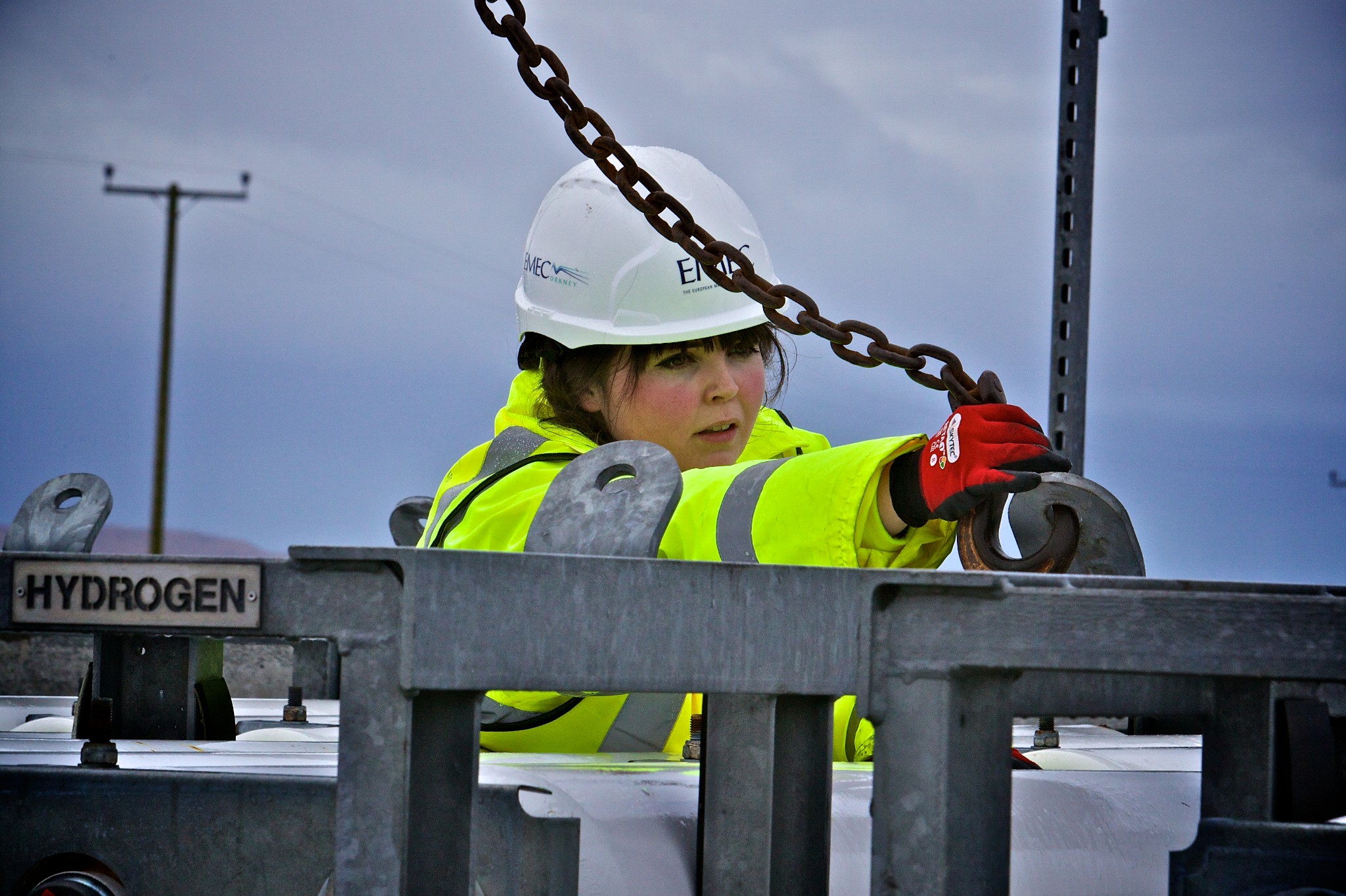 EMEC Operations Technician carrying out maintenance on the hydrogen plant in Eday, Orkney