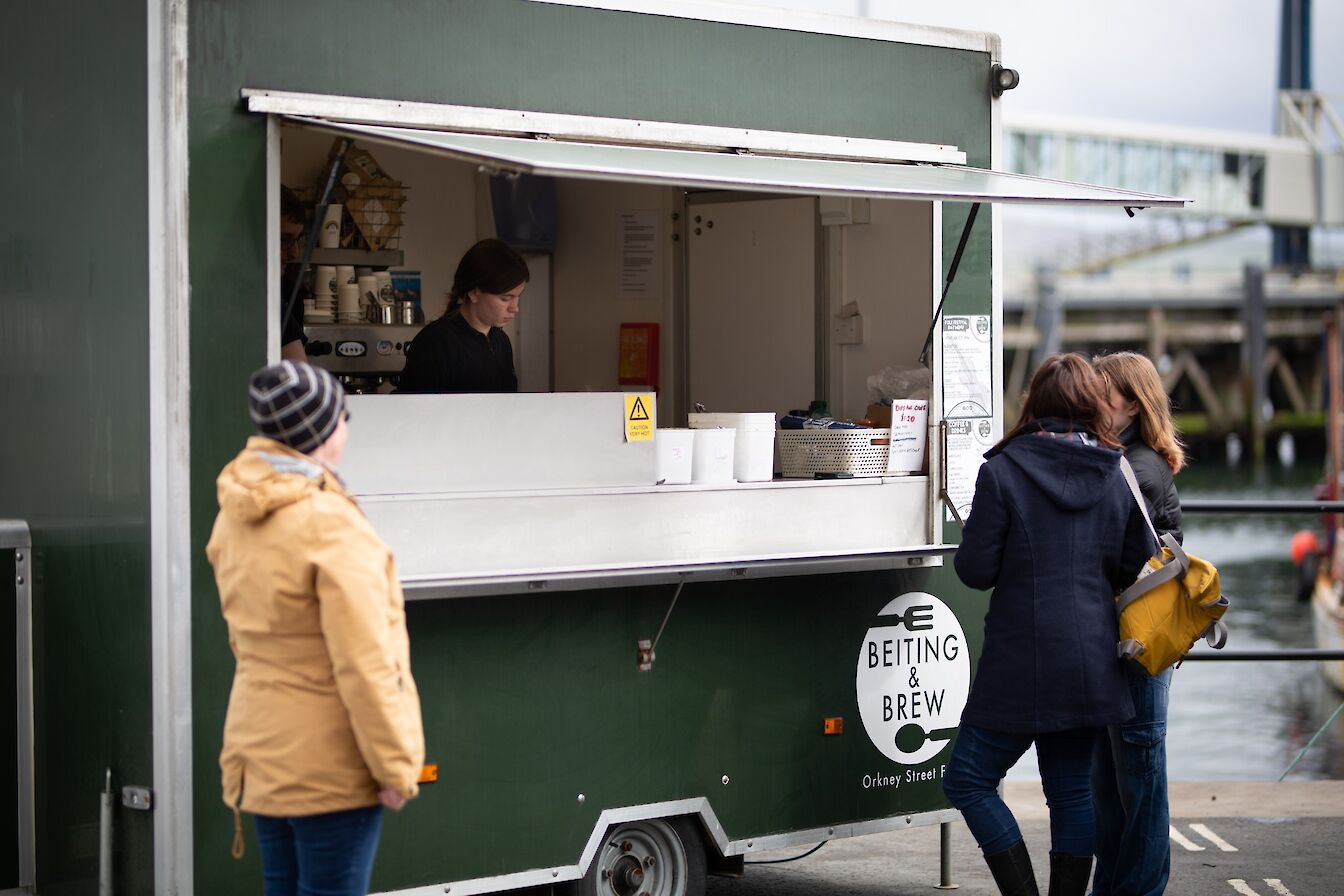 The Beiting & Brew trailer in action at the Orkney Folk Festival