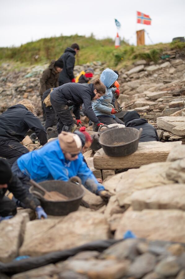 Archaeologists in action at Swandro, Orkney