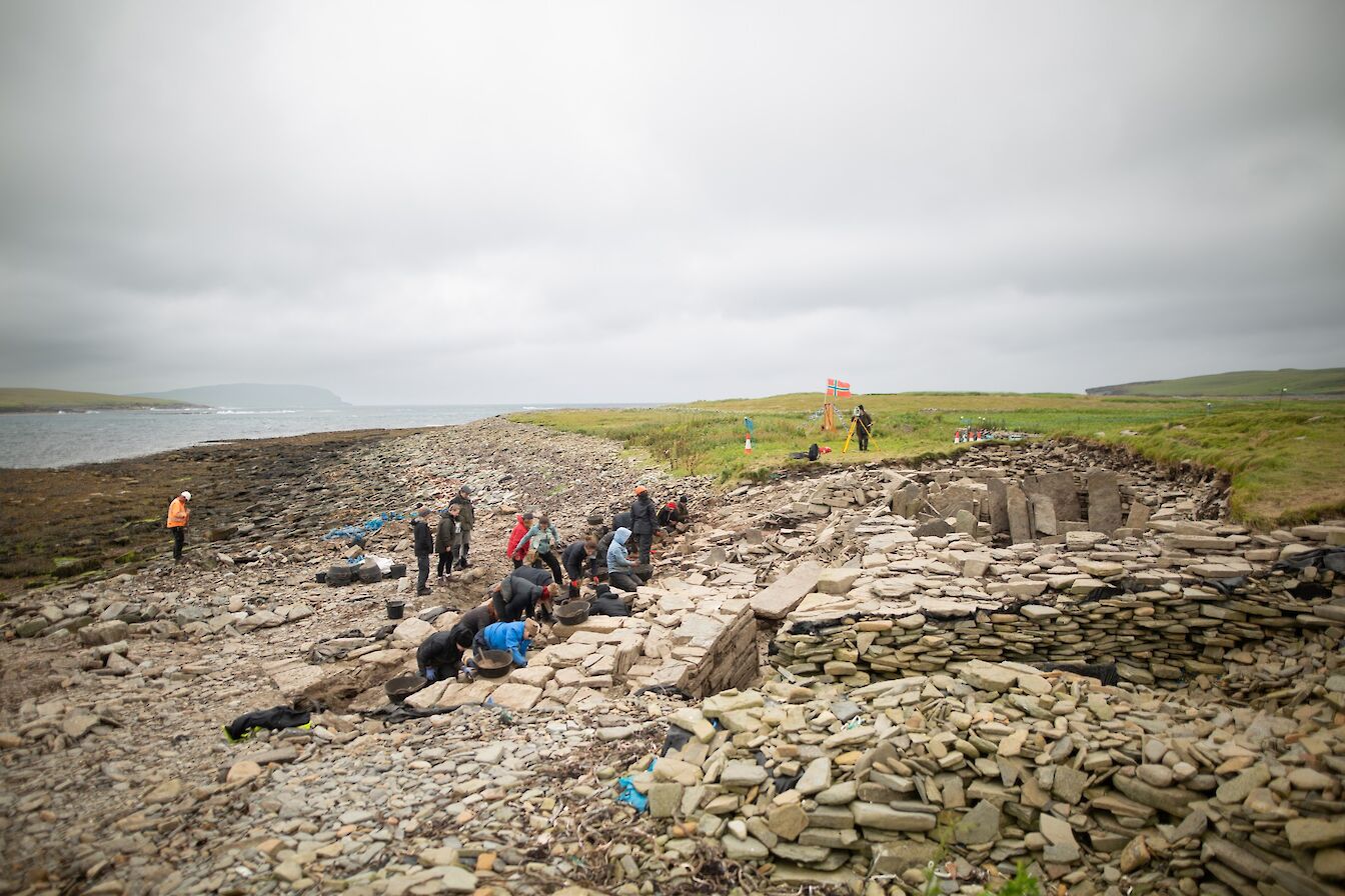 Archaeologists in action at Swandro, Orkney