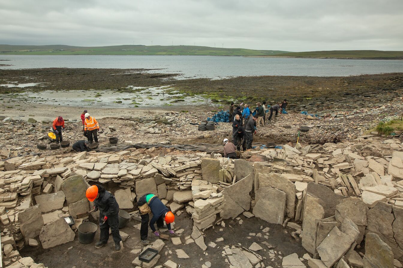 Archaeologists in action at Swandro, Orkney