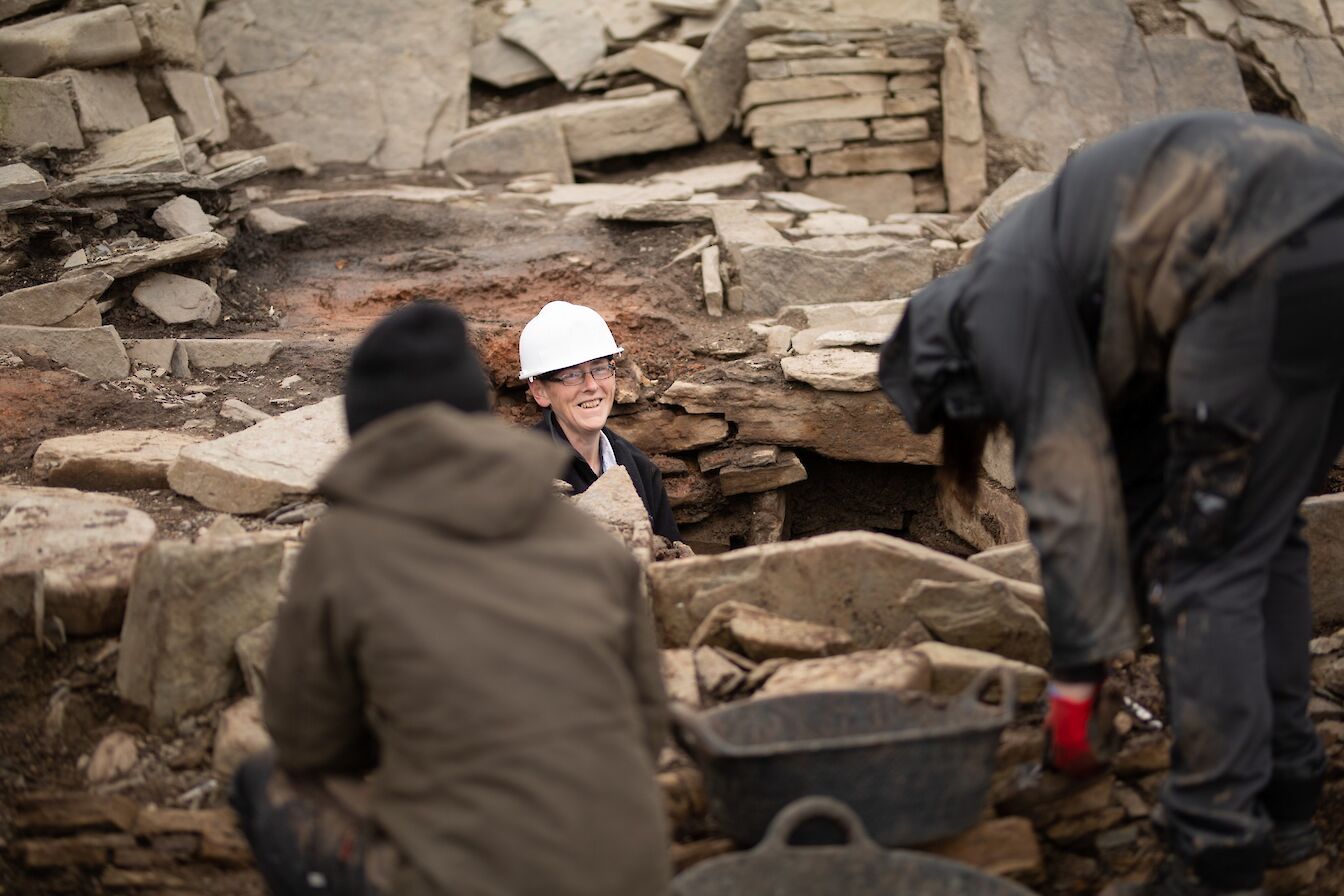 Archaeologists in action at Swandro, Orkney