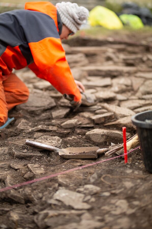 Archaeologists in action at Skaill, Orkney