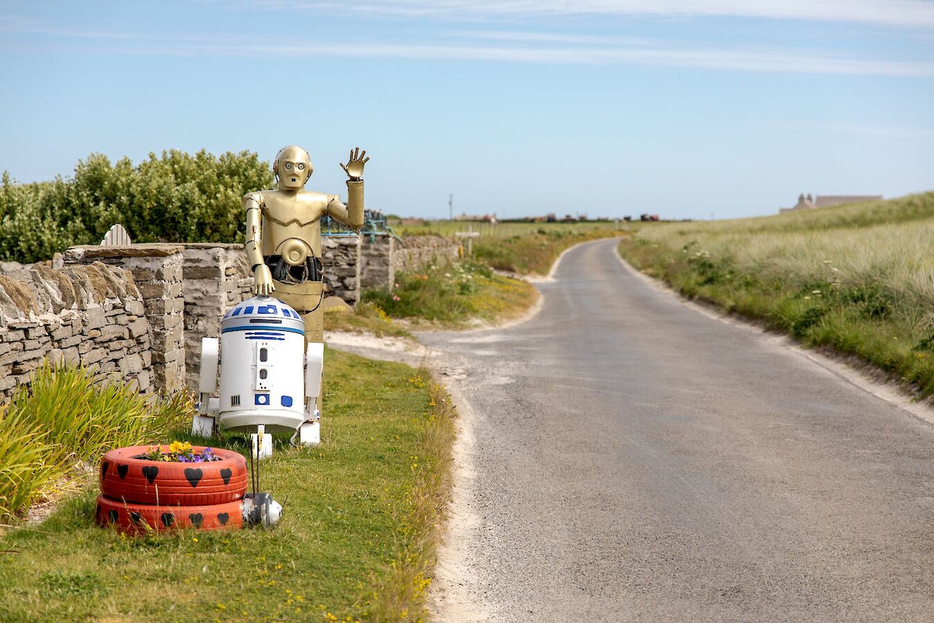 Roadside greetings in Sanday, Orkney