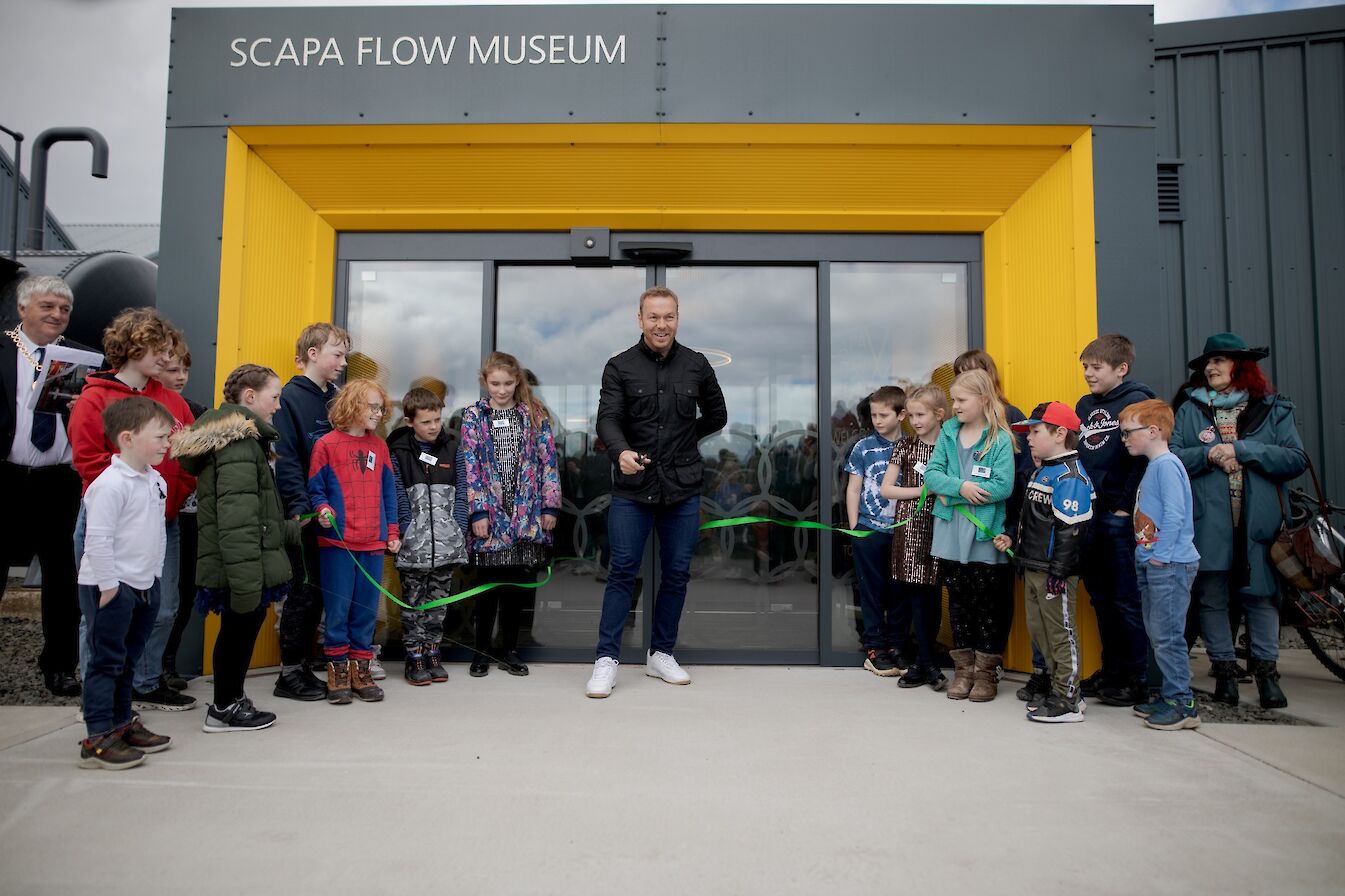 Sir Chris Hoy at the opening of the Scapa Flow Museum in Hoy, Orkney