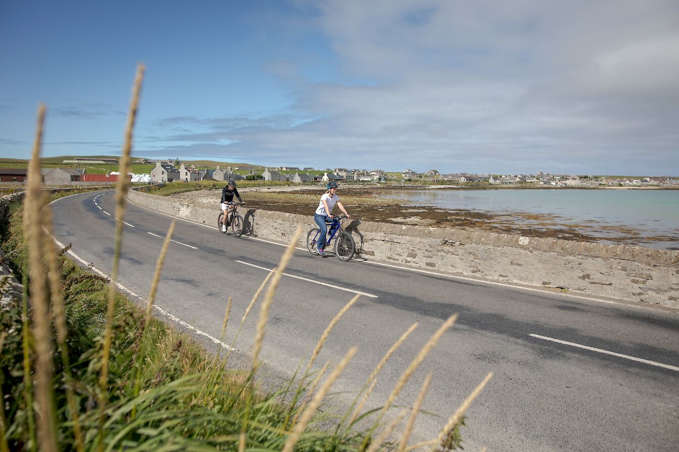 Cycling in Pierowall, Westray, Orkney