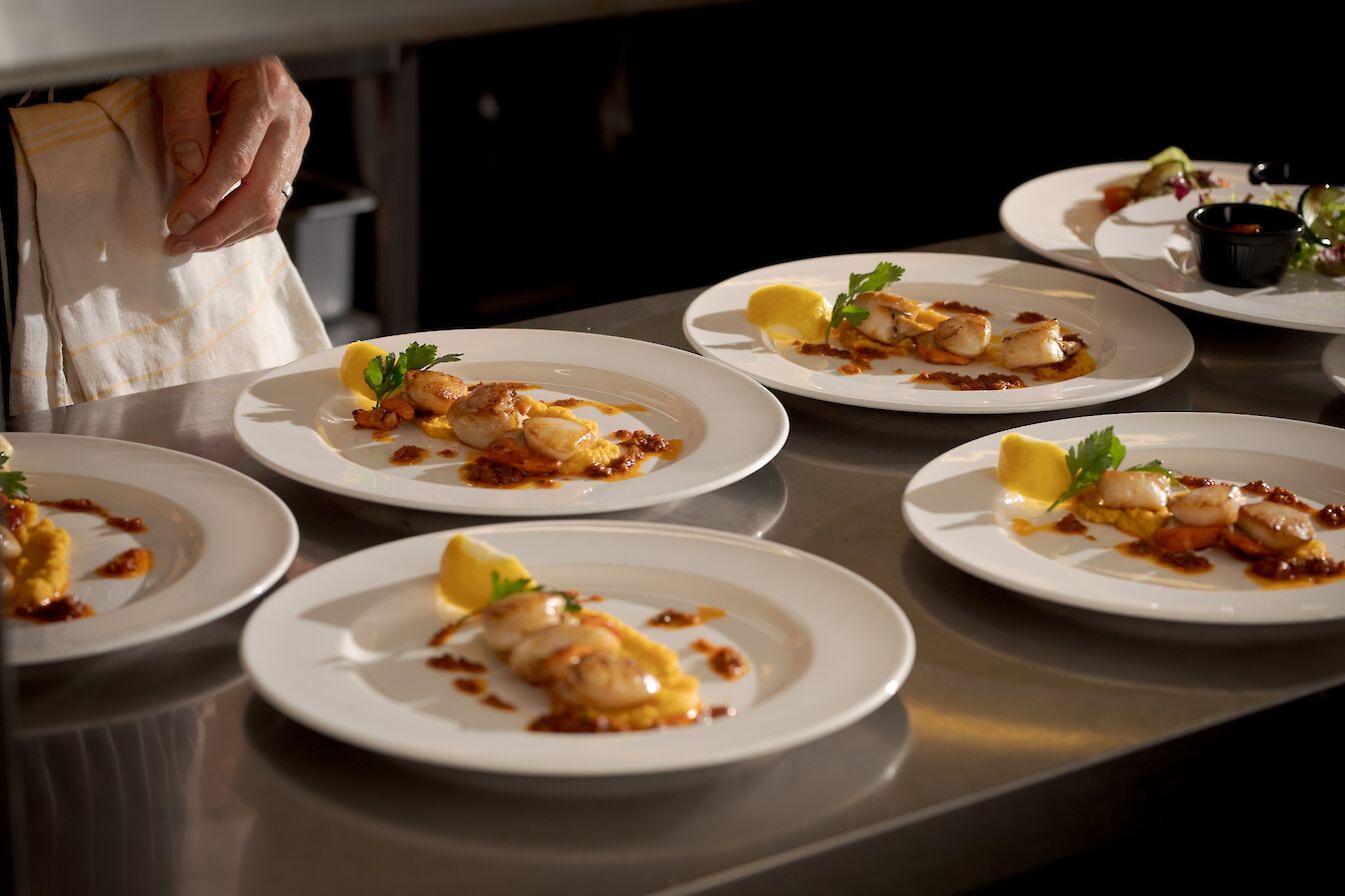 Scallop dishes at The Foveran Restaurant, Orkney