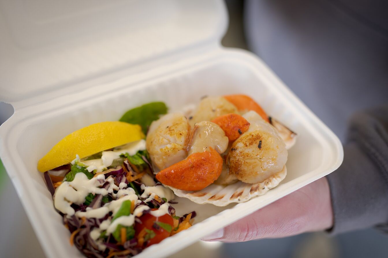 Scallop dish at Loki Seafood Shack, Orkney