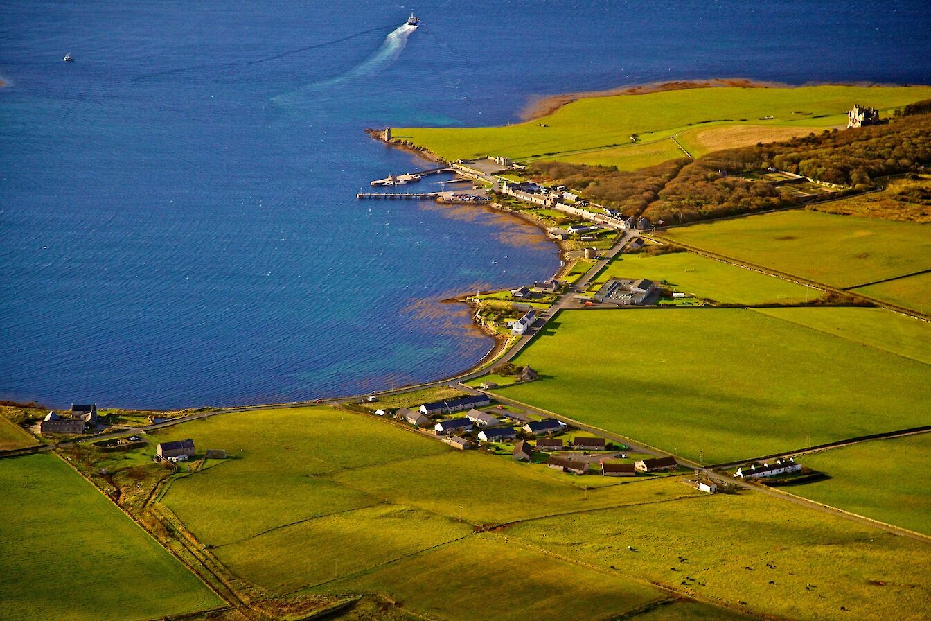 Aerial view over Balfour Village, Shapinsay, Orkney - image by Colin Keldie