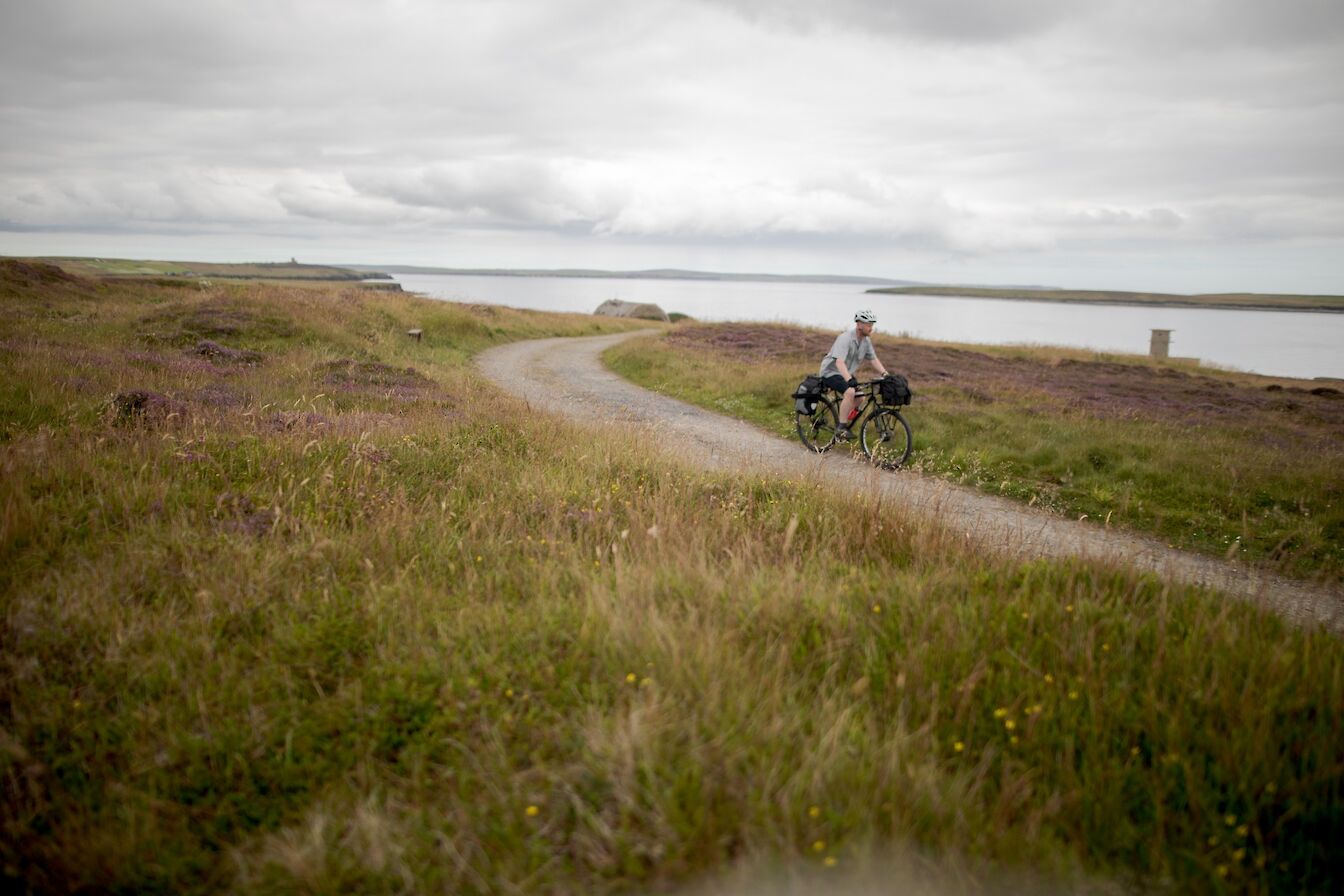 Cycling on Flotta's wartime trail, Orkney