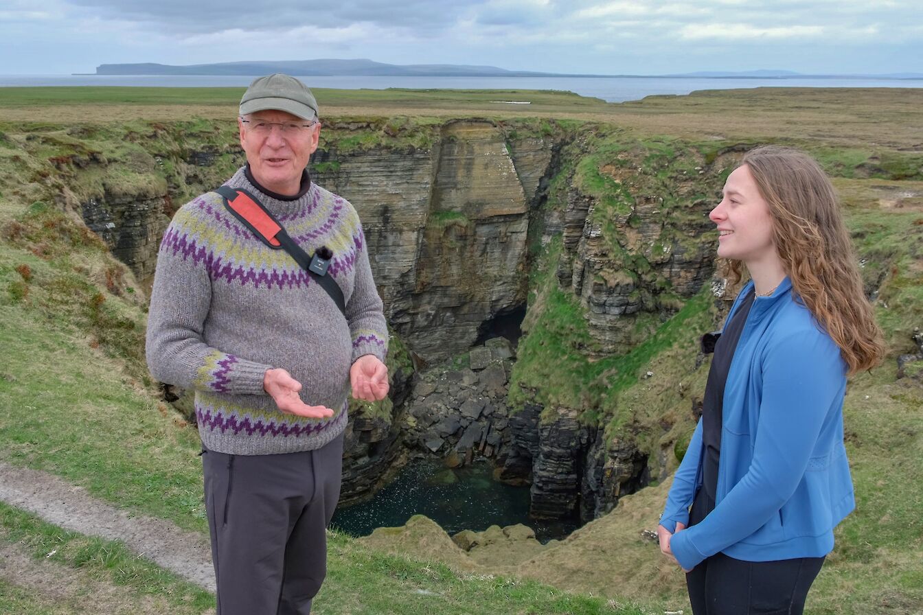 Dr Adrian Hall and Mara Gibb in Stroma, Caithness