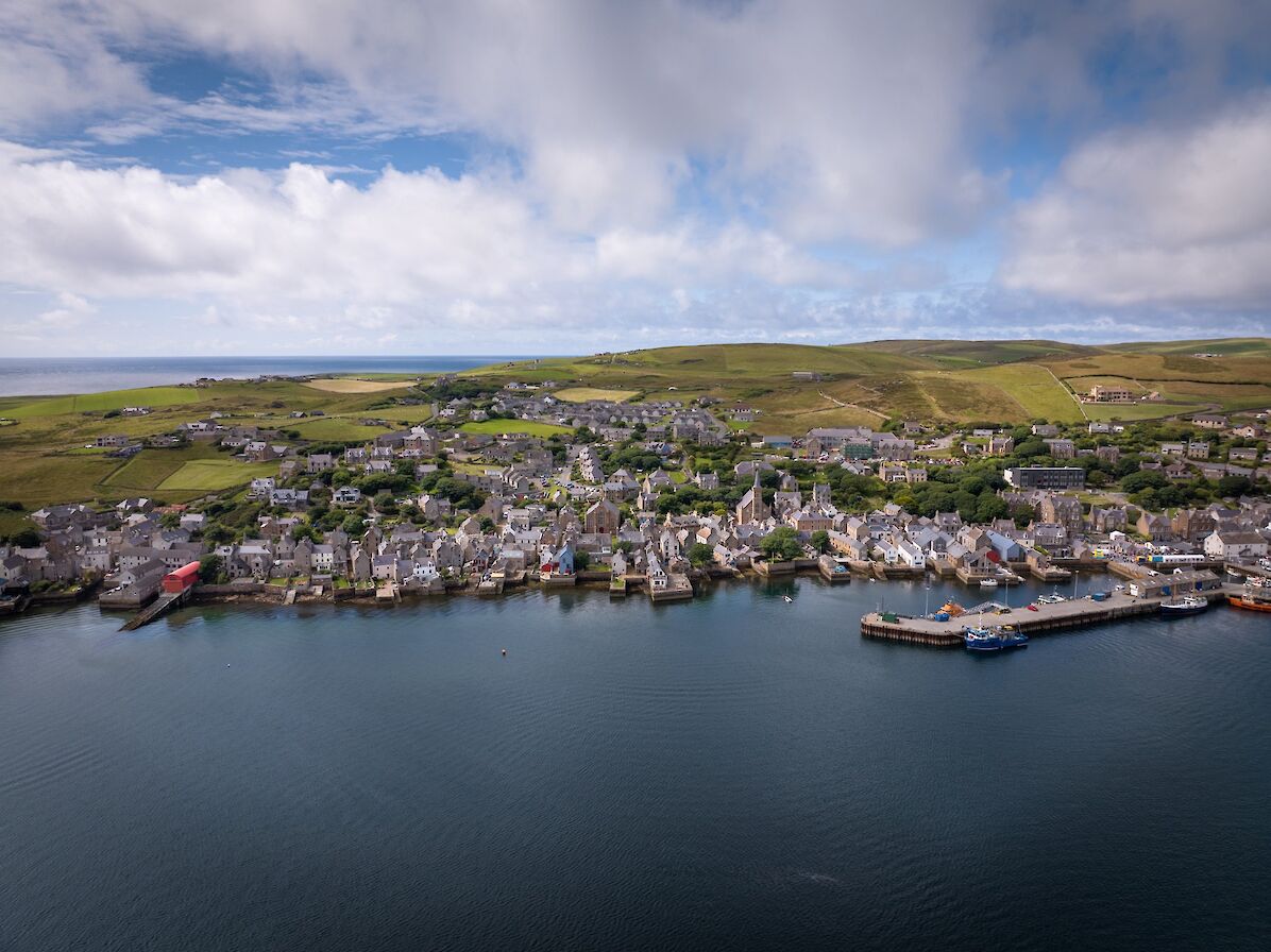 Aerial view over Stromness, Orkney