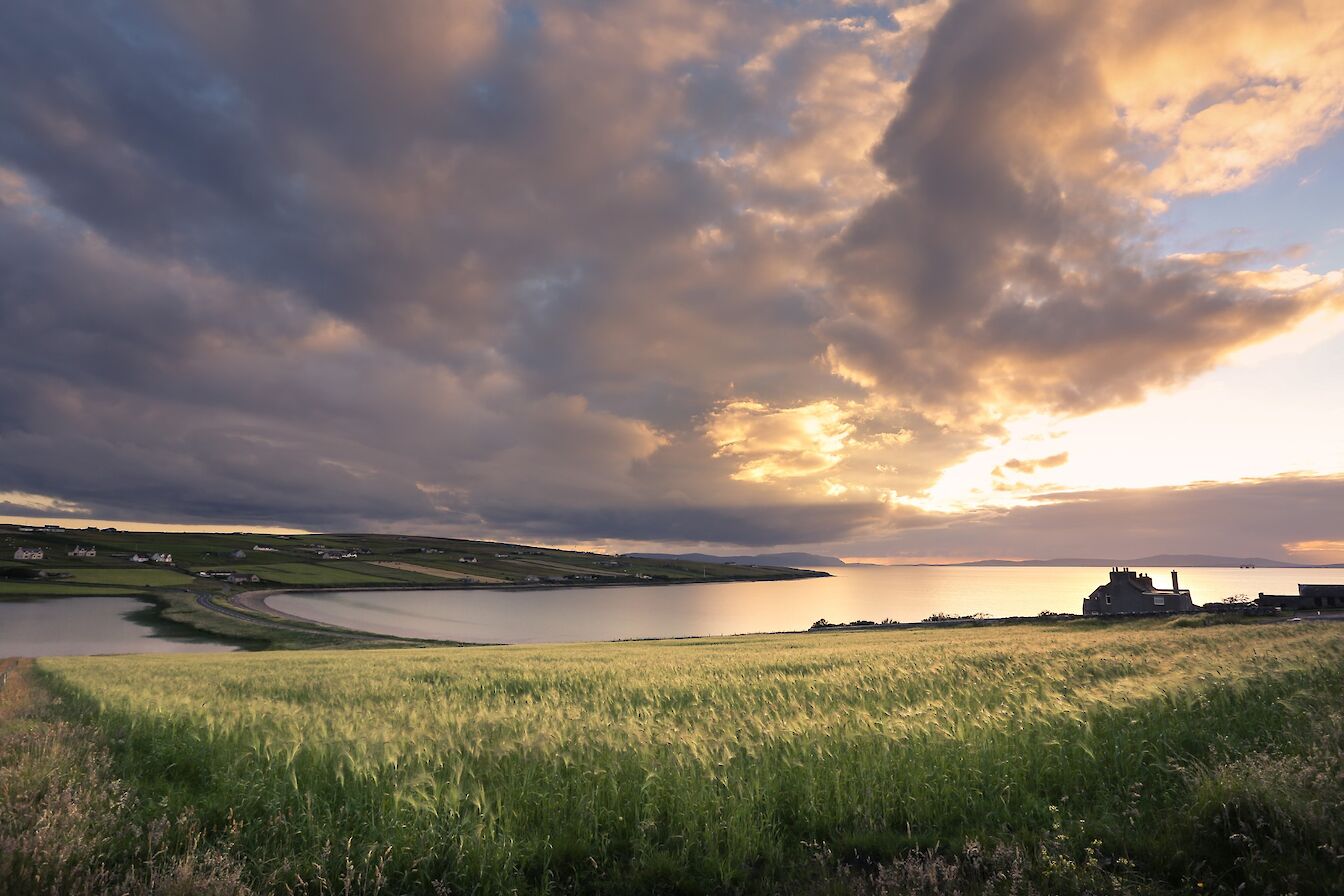 View over Echna Loch and Scapa Flow, Burray, Orkney