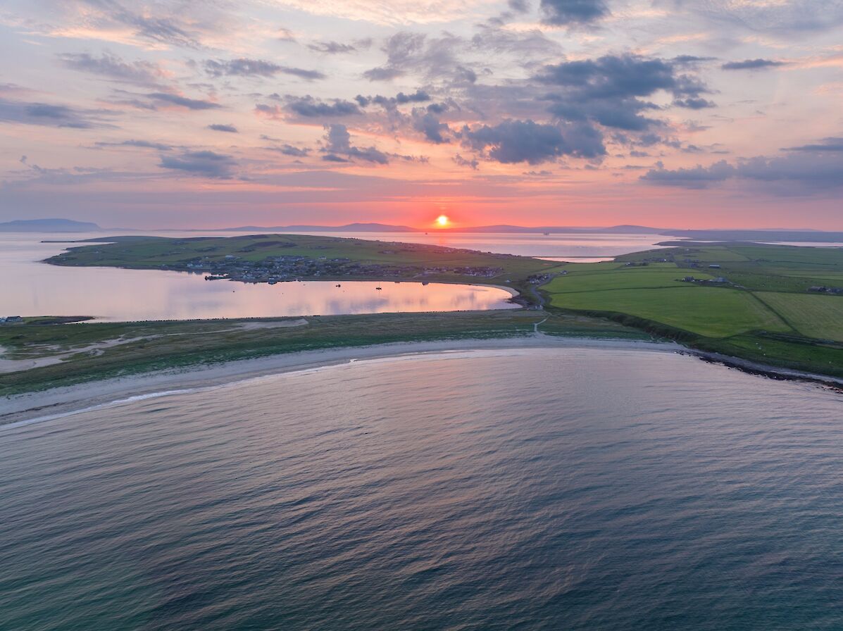 View over the 4th Churchill Barrier and Burray, Orkney