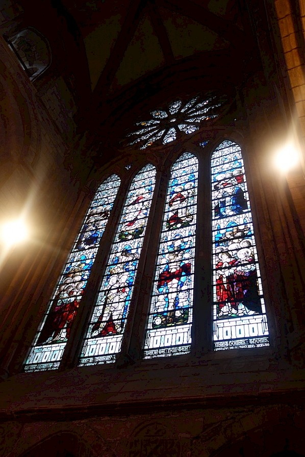 Stained glass window in St Magnus Cathedral, Orkney
