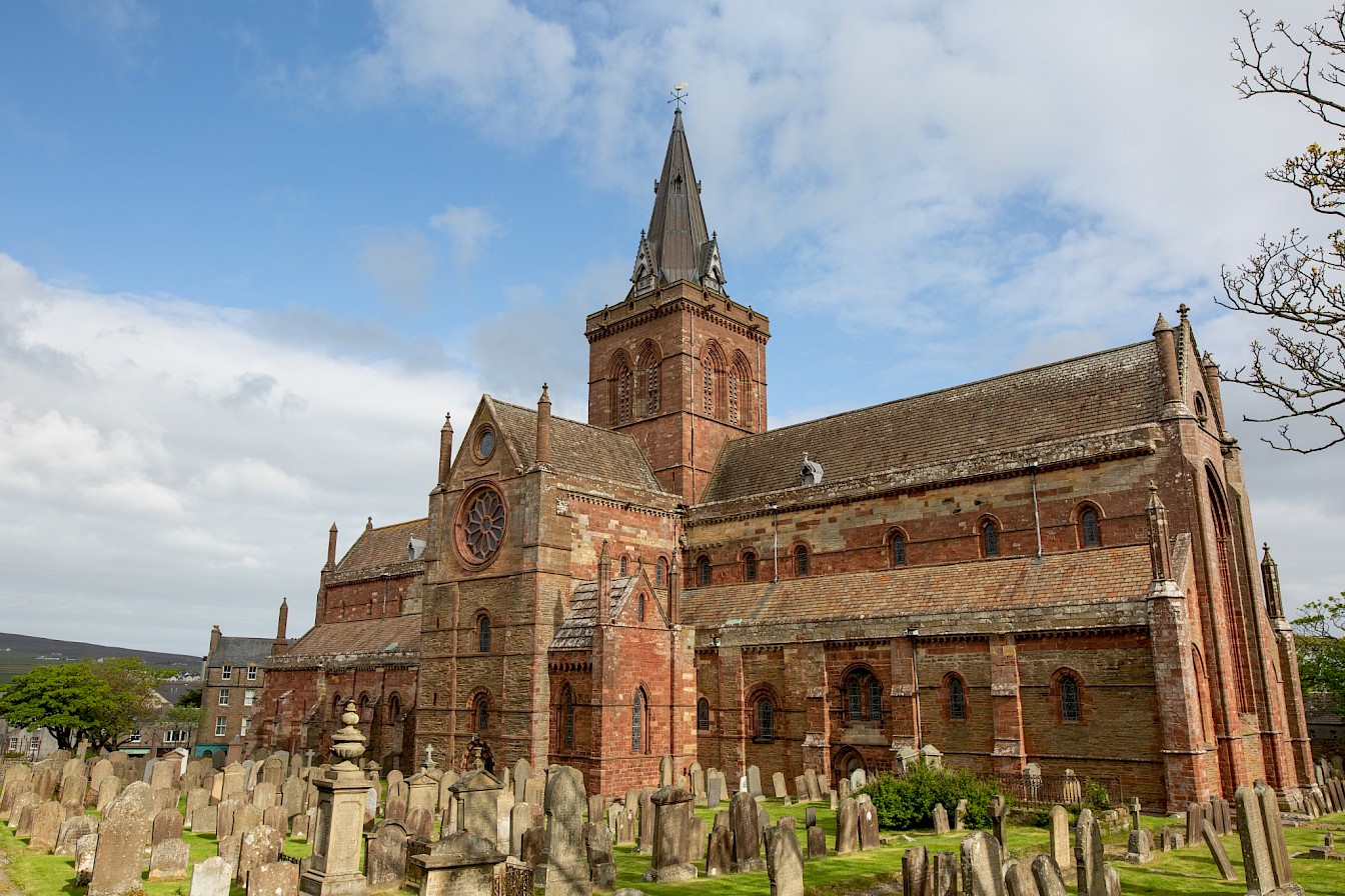 View of south side of St Magnus Cathedral, Orkney