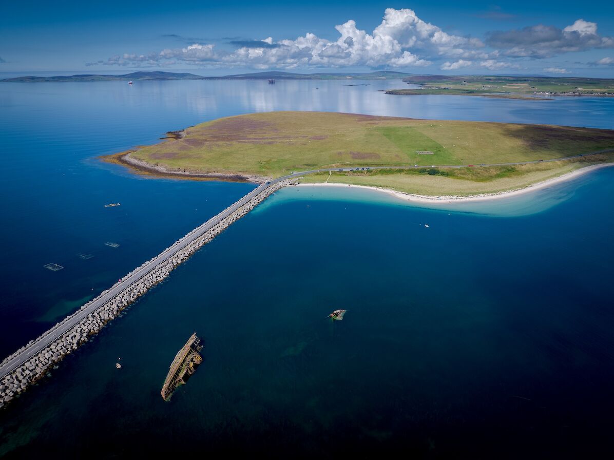 Aerial view over Churchill Barriers no 3
