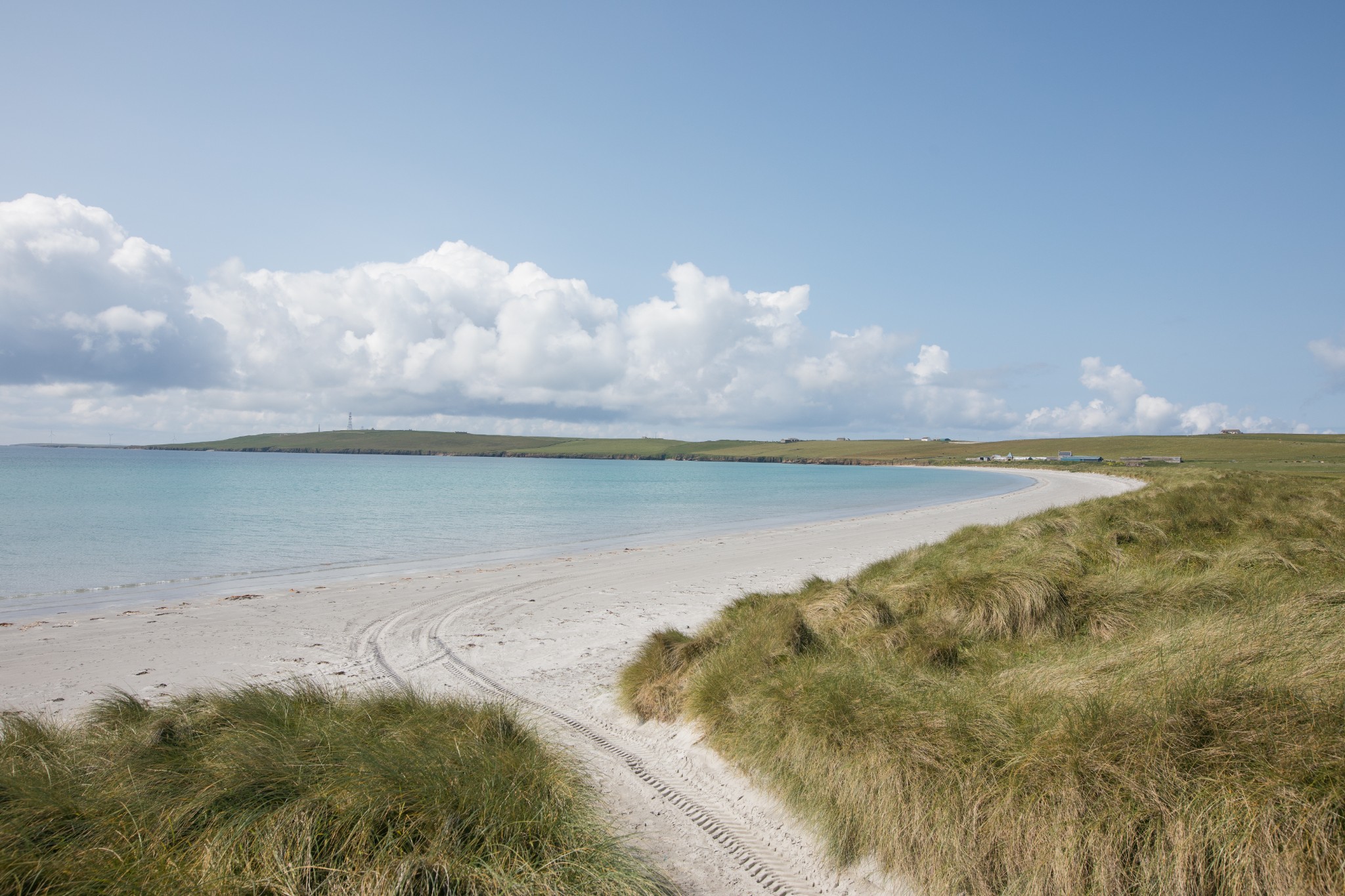 View over Backaskaill beach, Sanday, Orkney