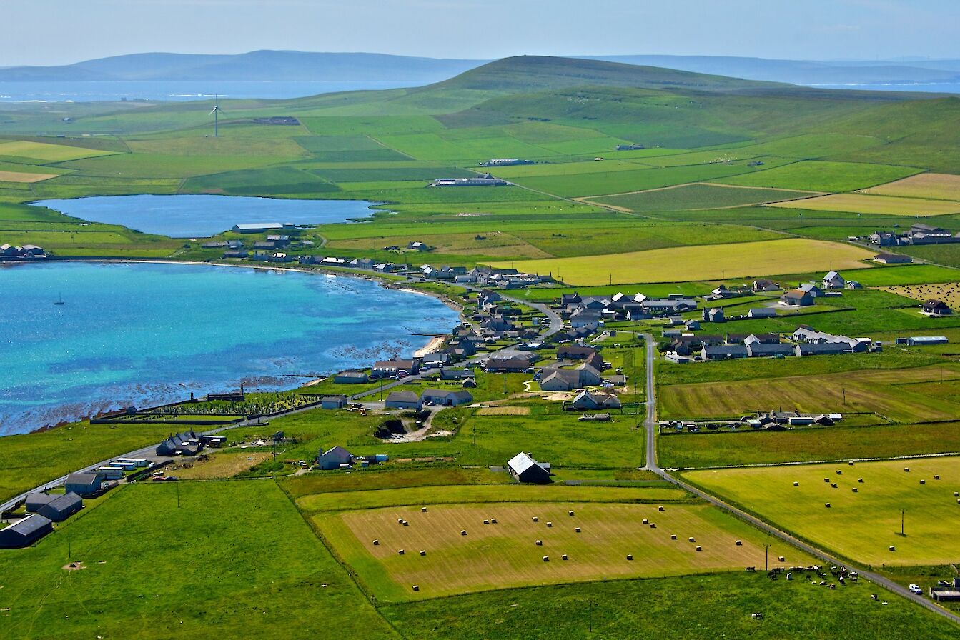 Aerial view of Pierowall village, Westray, Orkney - image by Colin Keldie