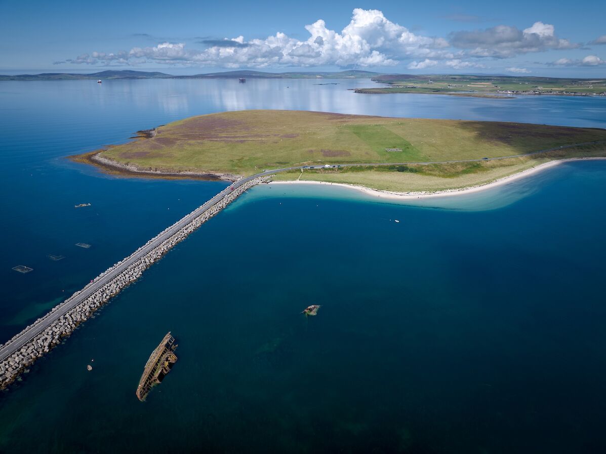 Aerial view over Glimps Holm, Orkney