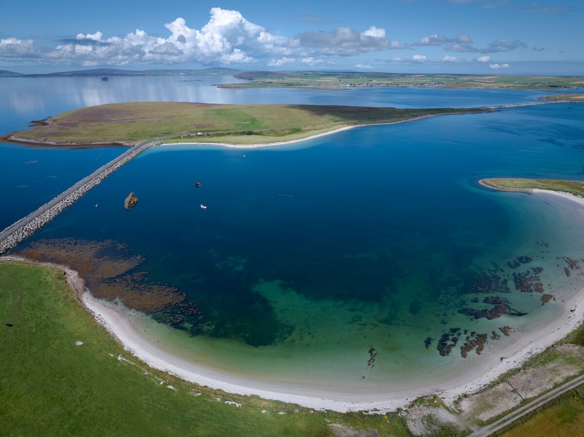 Aerial view over Glimps Holm, Orkney