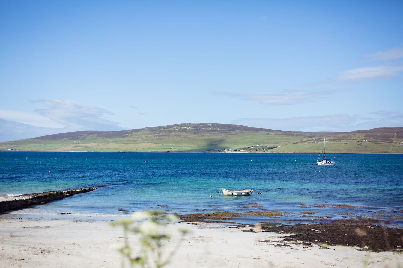 Looking towards Rousay from Sands of Evie, Orkney